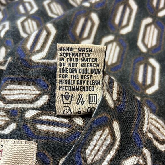 Vintage 90s Zeidler & Zeidler Geometric Pattern Rayon Dress Shirt S - Picture 8 of 10